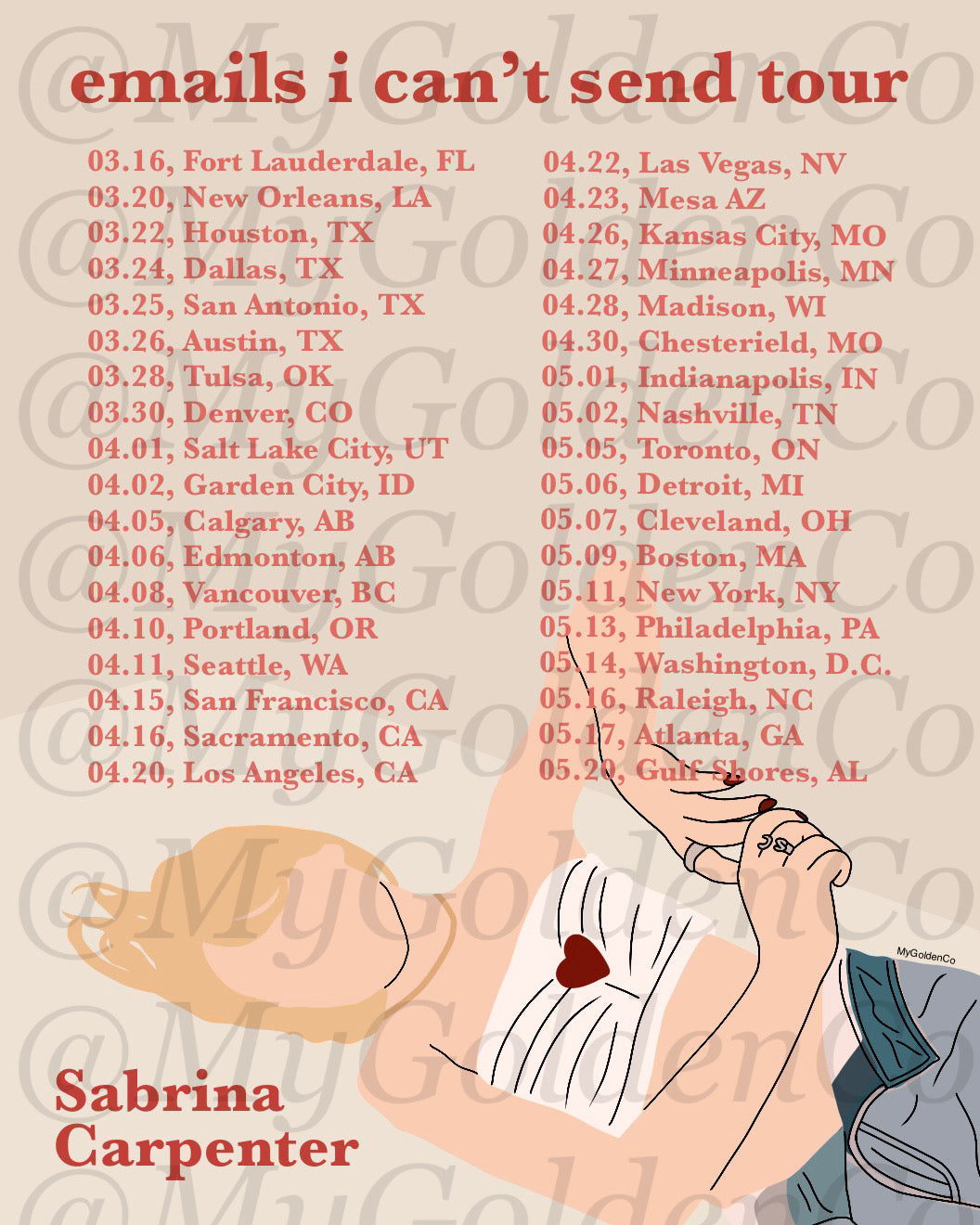 Sabrina Tour Dates Print