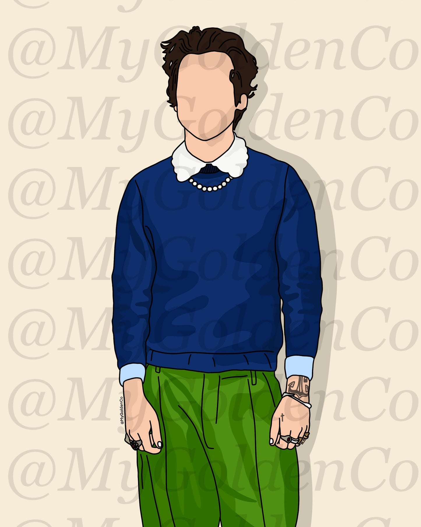 HS Blue/Green Outfit Glossy Poster