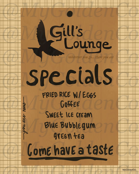 Gill's Lounge Specials Glossy Poster